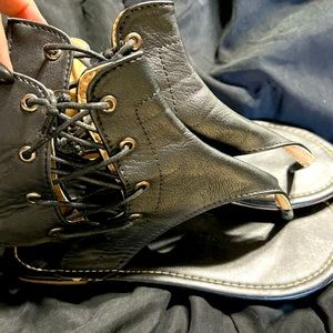 Black Leather Sandals Size 9